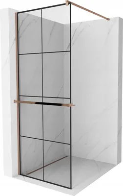 Immagine prodotto di Mexen Kioto+ parete doccia con mensola Walk-in 90 x 200 cm, griglia nera, oro rosa - 800-090-121-60-77