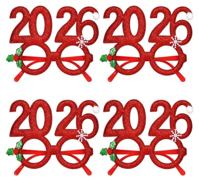 Produktbild von 4er-Set Haarbänder mit Schneeflocken-Dekor, funkelnder Zahl 2026, Haarreifen, Brillen, festliches Weihnachts-Party-Accessoire