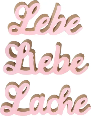 Produktbild von Schriftzug Lebe Liebe Lache Pastell Rosa Holz Tischdeko Deko Aufsteller Wohndeko