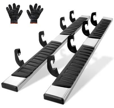 Zdjęcie produktu dla 6-calowe deski do biegania VEVOR kompatybilne z 2007-2018 Chevy Silverado/GMC Sierra 1500 Crew Cab/2019 2500HD 3500HD 1500 LD, 201 boczne deski do biegania ze stali nierdzewnej, nośność 227 kg, 2-częściowe