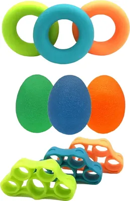 Produktbild von 6/9 Stück Silikon-Griffkrafttrainer-Ring, Eierball, Fingerstrecker, rutschfester Unterarm-Fingertrainingskreis, tragbares Handrehabilitations-Trainingsgerät