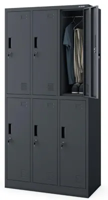 Produktbild von Umkleideschrank Spind IGOR 6 Abteile Etikettenhalter Lüftungsschlitze | Umkleidespind Schließfachschrank Garderobenspind 185x90x45cm Anthrazit