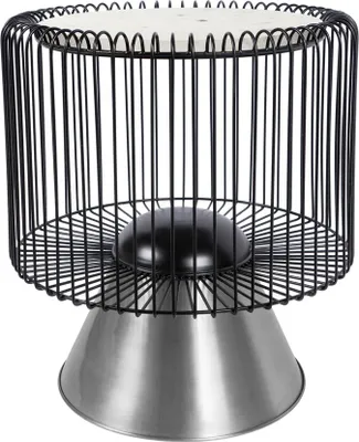 Produktbild von Qiyano Beistelltisch rund mit konischem Fuß außergewöhnlich elegant Eisen Metall & Marmor Wohnzimmer Nachttisch Pflanzenständer Dekoration pflegeleicht Höhe: 56,5 cm Farbe: Weiß / Schwarz / Silber