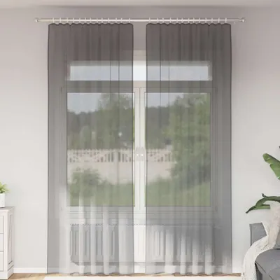 Produktbild von "im Angebot" Voile Vorhänge mit Schlaufen 2 Stk. Dunkelgrau 140x260 cm - Gardinen & Vorhänge CC18559