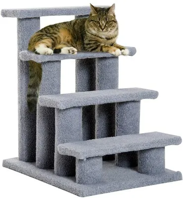Productafbeelding van Famanu huisdierenladder met 4 treden - Grijs