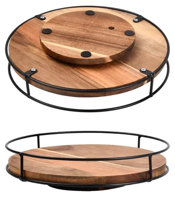 Productafbeelding van Draaitafel-opslagrek - Houten, draaibaar kruidenrek, 25 cm