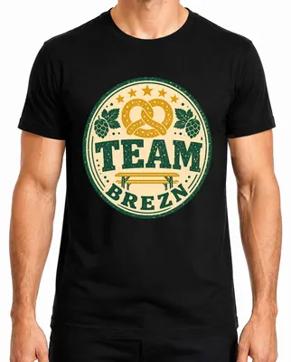 Zdjęcie produktu dla Zespół Brezn,  , bawarski precel, koszulka w tradycyjnym stylu, spodnie skórzane męskie, T-shirt, czarny, rozmiar L