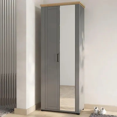 Image de Coggiola - Meuble d'Entrée, 75x41x195h cm Gris, Miroir Inclus