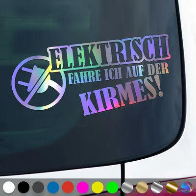 Produktbild von PantherPixel Elektrisch Aufkleber Fahre Ich Auf Der Kirmes Sticker Auto Geschenkidee Farbe Oilslick-Hologramm