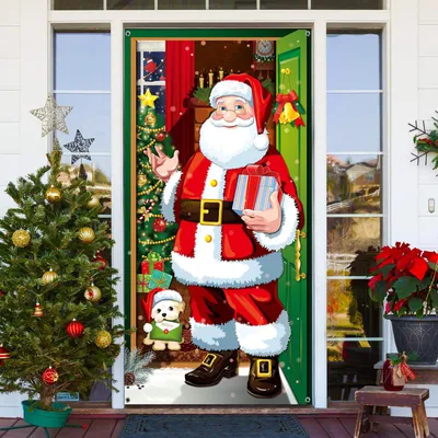 Produktbild von Weihnachten Tür Abdeckung Dekoration Weihnachtsmann,Weihnachtsdeko