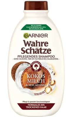 Produktbild von Garnier Wahre Schätze Pflegeshampoo Kokosmilch & Macadamia - 400ml - Für Normales bis Trockenes Haar