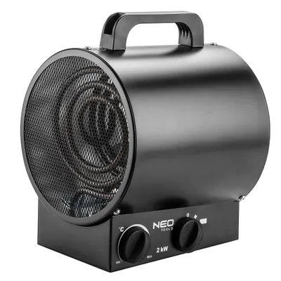 Produktbild von NEO TOOLS Elektroheizer 2kW Industrie, Heizelement Edelstahl, einstellbarer Thermostat, Überhitzungsschutz, mit Gebläse, isolierter Griff, Luftdurchsatz 253 m3/h