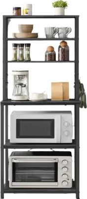 Zdjęcie produktu dla Regał kuchenny Rootz – regał do przechowywania – stojak organizacyjny – 6 półek i haczyków –  – czarny – 40 x 60 x 167 cm