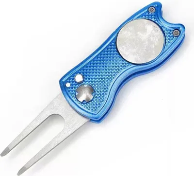 Immagine prodotto di INF Riparatore Divot da Golf Pieghevole - Alluminio e Acciaio Inox Blu