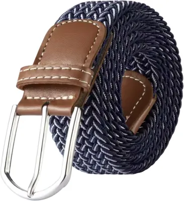 Produktbild von Elastischer Gürtel – Braun/weißer Gürtel – Dehnbarer Gürtel – Gürtel – 33 mm breit – elastischer Gürtel – braun-weißer Gürtel – 105 cm bis 120 cm – geflochtener Gürtel – CHPN
