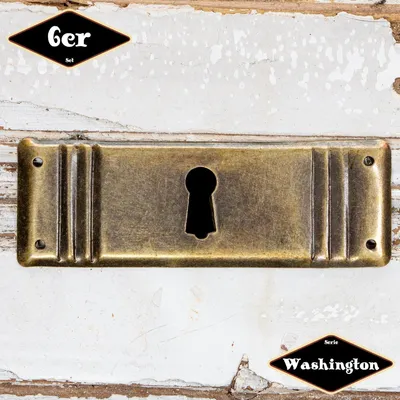 Produktbild von Schlüsselplatte,Serie "Washington",6er Pack | Eisen in Messing pat.| H3,3xB9,8cm