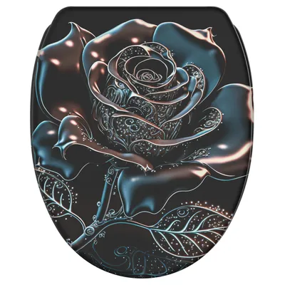 Produktbild von SANILO® WC-Sitz mit Absenkautomatik und Schnellverschluss Black Roses, Toilettendeckel direkt vom Hersteller, Klodeckel, Klobrille, WC Deckel