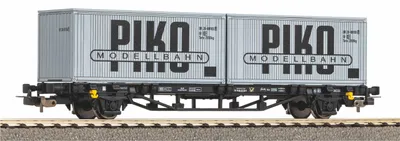 Produktbild von Piko 27709 - 1/87 / H0 Containertragwagen DR IV 2 x 20' Container "VEB PIKO"