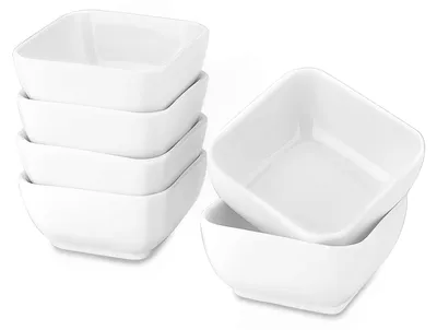 6er Set Keramik-Dipschalen, weiß, 7,7 cm, 80 ml