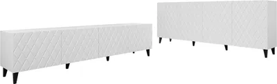Produktbild von MIRJAN24 Wohnzimmer-Set Asti, 2er-Set mit Kommode und TV-Lowboard, Ohne Griffe, Fronten gefräst (Farbe: Weiß)