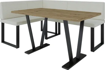 Produktbild von Eckbank AKIKO METAL mit Tisch 196x142 links - Eckbankgruppe f r Ihrem Esszimmer, K che modern, Sitzecke, Essecke. Perfekt f r K che, B ro und Rezeption