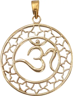 Produktbild von Amulett, `OM` Kettenanhänger - Gold, Gold-Farben, Messing, 4,5*3,5*0,2 cm, Kettenanhänger, Amulette, Modeschmuck