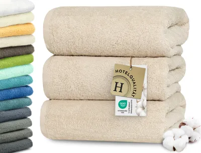 Produktbild von Duschtücher 3er Set, creme (beige), 70x140 cm, 100% Baumwolle