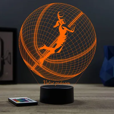 Image de Lampe 3D Sport Basketteuse – LED 16 couleurs – Idée Cadeau – Fabriquée en France