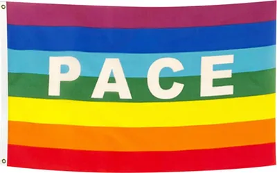 Image de Drapeau de paix multicolore en polyester, 90 x 145 cm, bannière de paix pour le jardin, le balcon et l'extérieur