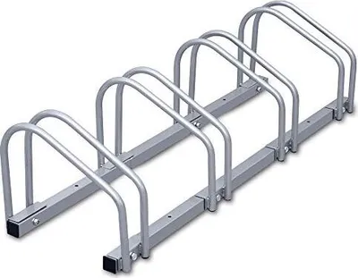 Obrázok produktu pre stojan na bicykle karpal na montáž na podlahu a stenu, stojan na viac bicyklov, nastaviteľný stojan, strieborný (na 4 bicykle)
