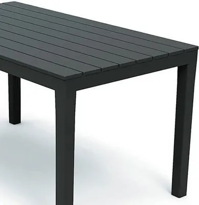 Gartentisch 138x80cm Holz-Optik Kunststoff Terrasse Anthrazit rechteckig Balkon