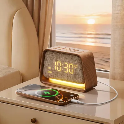 Tageslichtwecker, Lichtwecker, Nachtlampe mit Uhr, 3-in-1