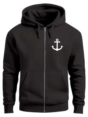 Produktbild von Herren Sweatjacke mit Kapuze Print Aufdruck Anker Zipjacke Zip-Hoodie Männer Fashion Maritim Streetstyle Neverless®
