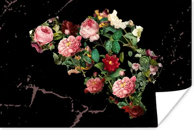Produktbild von MuchoWow® Poster Karte - Belgien - Blumen 30x20 cm - Plakate - Print