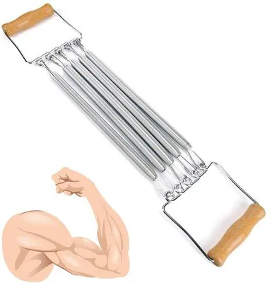 Image de Appareil de fitness avec poignée en bois - Appareil d'entraînement multifonctionnel - Acier - Longueur : 60 cm - Poids : 1013 g - Idéal pour les exercices