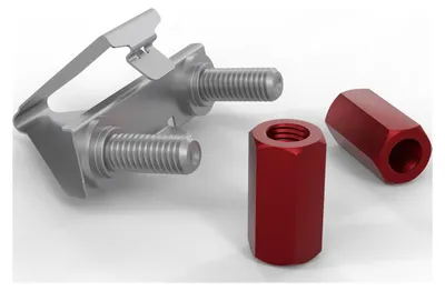 Produktbild von PATCHBOX /dev/mount by (50-Pack), Bolts & nuts, Aluminium, Stahl, M6, Vollgewinde, Flachkopf, Rot, Silber