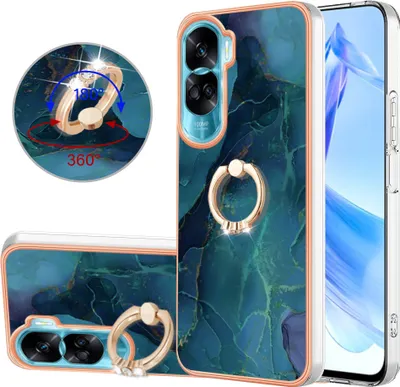 Image de Etui pour Honor 90 Lite 5G, étui de protection en silicone avec anneau de support Vert foncé