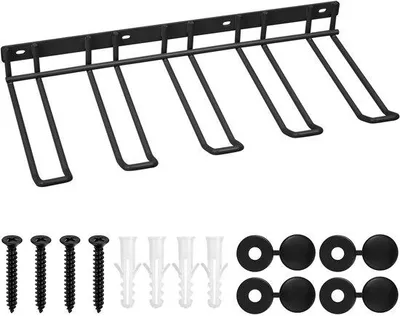 Produktbild von Elektrowerkzeug Organizer für Garage Wandhalterung, Metall Werkzeugregal mit 4 Bohrhalter für Werkstatt und Werkzeugraum (Schwarz)