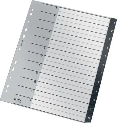 Immagine prodotto di Leitz 1209-00-00 Cartella indice Recycle - 1-12, A4 extra large, PP, 12 fogli, nero