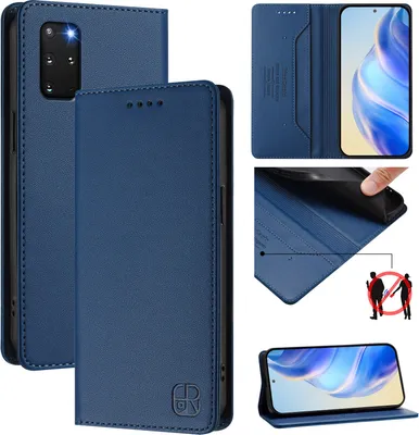 Obrázek produktu pro Kožené pouzdro pro Samsung Galaxy S20 Plus, flipové pouzdro s přihrádkami na karty, peněženkou a stojánkem Modrý