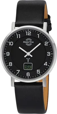 Produktbild von Master Time MTLS-10739-22L Damen-Funkuhr mit Lederband Schwarz