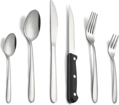 Produktbild von Famanu Besteckset 36-teilig mit Steakmessern - Edelstahl - Für 6 Personen - Silber