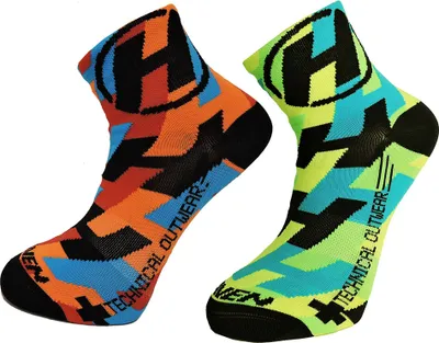 Produktbild von Haven Klassische Fahrradsocken - LITE SILVER NEO 2PAK - Orange/Grün 37-39