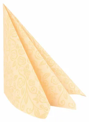 Produktbild von 250x Servietten Airlaid 40x40cm 1/4 -Falz mit Rosenmuster champagner