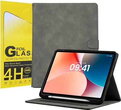 Produktbild von LBH Tablet Schutzhülle + 2x 4H Displayfolie für Apple iPad Air 6. Gen 13 Zoll Cover Case Schutz Tablet Farbe: Grau