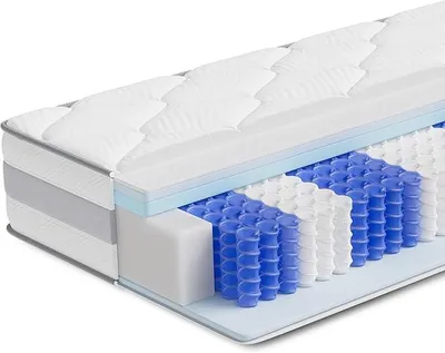 Obrázek produktu pro 160x200 cm, matrace s kapslovou pružinou, 7 zón, matrace, výška 25 cm, ortopedická podpora, dvě úrovně tuhosti, prodyšná komfortní vrstva 3 v 1, design se 10 vrstvami