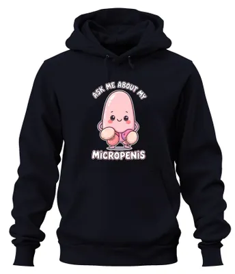 Obrázek produktu pro Mikropenis – vtipná, roztomilá, dárek, párty, mikina s kapucí, tmavě modrá, velikost S