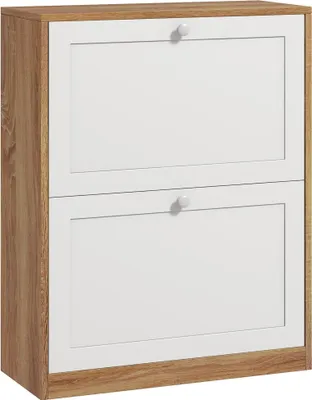 Obrázek produktu pro Úložný prostor na boty - Úzký botník - 2 dvířka - Nastavitelné police - Na 12 párů - Rozměry 60 x 24,5 x 75,5 cm - barva khaki