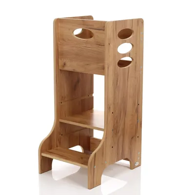 Produktbild von Kids Helper Lernturm Eiche Montessori Küchenhelfer Tritthocker Kinder Kindermöbel MDF