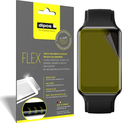 Produktbild von 3x Schutzfolie für Oppo Watch Free Folie, 100% Displayabdeckung, dipos Flex